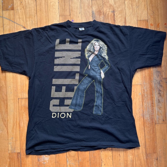 Anvil Other - Celine Dion 2009 World Tour Concert  Black/Gold Double  Sided T-Shirt size 2XL